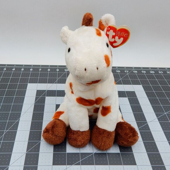 Ty Pluffies Gallops Horse White Brown Spotted Pony 2005 Tylux Stuffed Plush - Picture 2 of 13